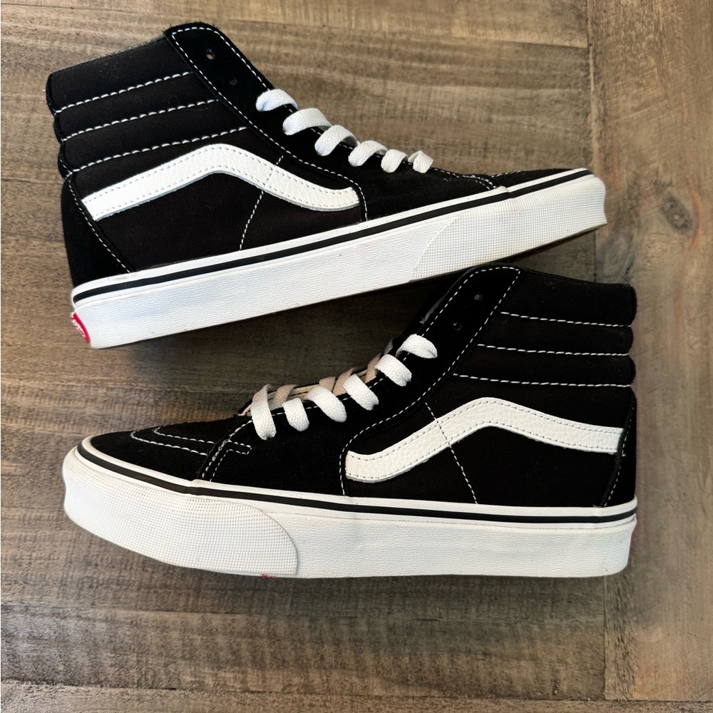 New Vans Black and White High-Top Sneakers
